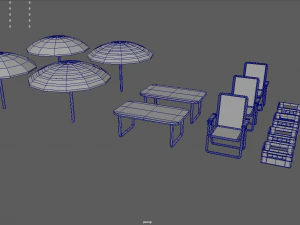 Paquete de playa de baja poli Modelo 3D