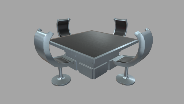 Low Poly Scifi Table Chairs 01 3D-Modell .c4d .max .obj .3ds .fbx .stl .blend 