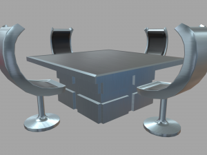 Low Poly Scifi Table Chairs 01 3D-Modell