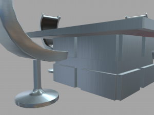 Low Poly Scifi Table Chairs 01 3D-Modell