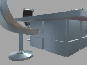 Low Poly Scifi Table Chairs 01 3D Model