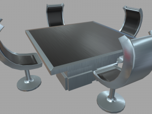 Low Poly Scifi Table Chairs 01 3D-Modell