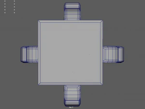 Low Poly Scifi Table Chairs 01 3D Model