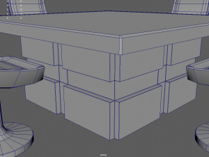 Low Poly Scifi Table Chairs 01 3D-Modell