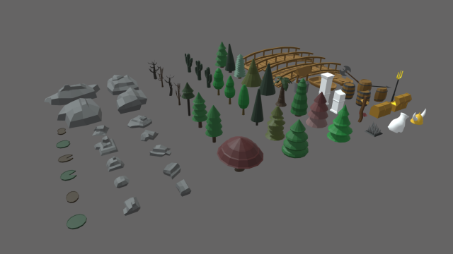 Low Poly Trees Videogame Assets 3D Model .c4d .max .obj .3ds .fbx .stl .blend 