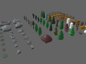 Low Poly Trees Videogame Assets Modelo 3D