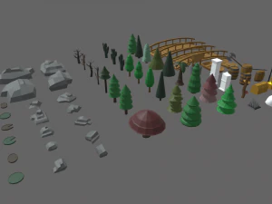 लो पॉली ट्रीज़ वीडियोगेम एसेट्स 3D मॉडल