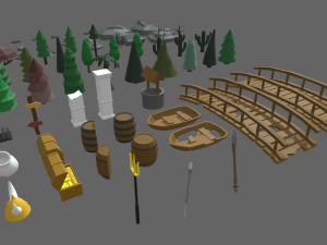 Low Poly Trees Videogame Assets 3D Model