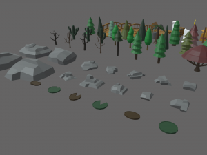 Low Poly Trees Videogame Assets 3D Model