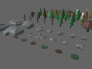 Low Poly Trees Videogame Assets 3D Model