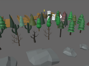 Low Poly Trees Videogame Assets 3D Model