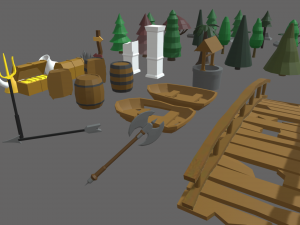 Low Poly Trees Videogame Assets 3D Model