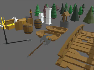 Low Poly Trees Videogame Assets 3D Model