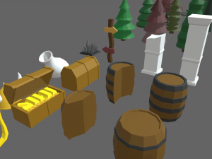 Low Poly Trees Videogame Assets 3D Model
