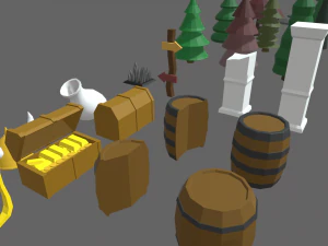 Low Poly Trees Videogame Assets 3D Model