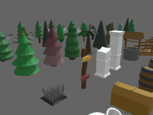 Low Poly Trees Videogame Assets 3D Model