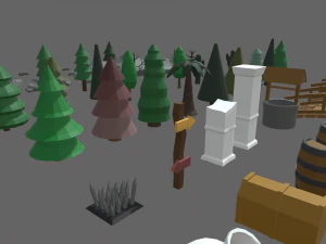 Low Poly Trees Videogame Assets 3D Model