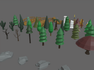 Low Poly Trees Videogame Assets 3D Model
