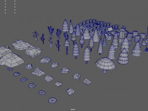Low Poly Trees Videogame Assets 3D Model