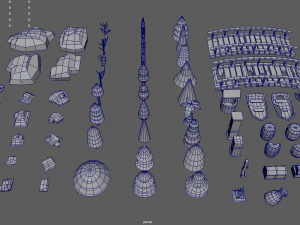 Low Poly Trees Videogame Assets 3D Model