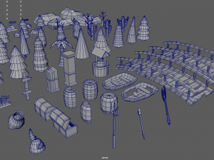 Low Poly Trees Videogame Assets 3D Model