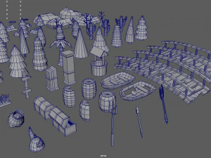 Low Poly Trees Videogame Assets 3D Model