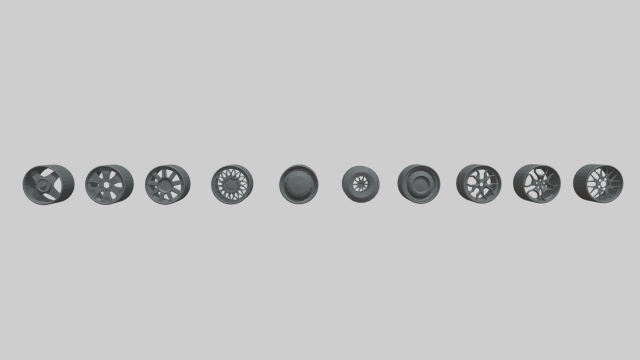 Low Poly Wheel Pack 01 3D 모델 .c4d .max .obj .3ds .fbx .stl .blend 