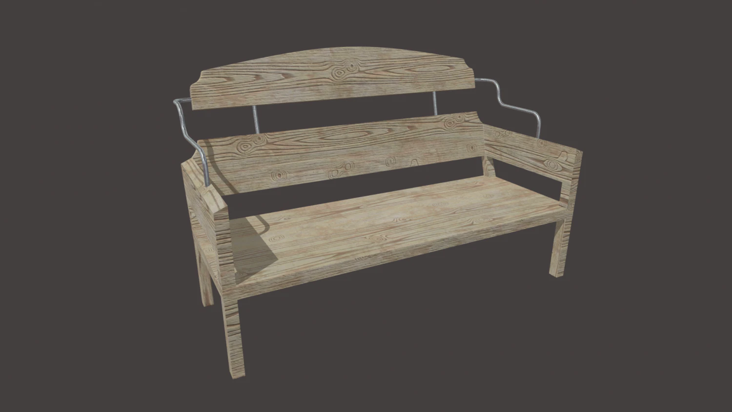 Low Poly White Wood Bench 3D Model .c4d .max .obj .3ds .fbx .stl .blend 