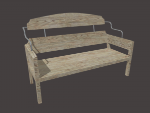 Low Poly White Wood Bench 3D-Modell