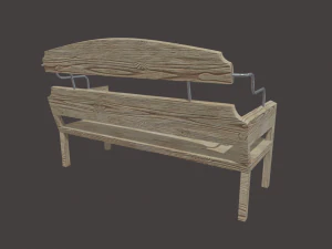 Low Poly White Wood Bench 3D Model