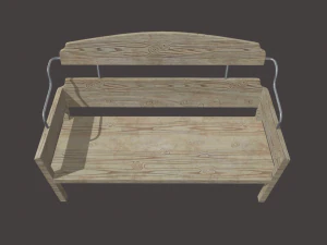 Low Poly White Wood Bench 3D Model