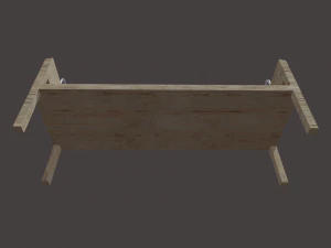 Low Poly White Wood Bench 3D Model