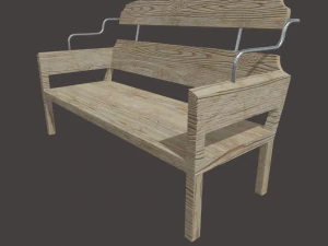 Low Poly White Wood Bench 3D Model