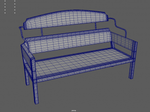 Low Poly White Wood Bench 3D 模型