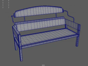 Low Poly White Wood Bench 3D Model