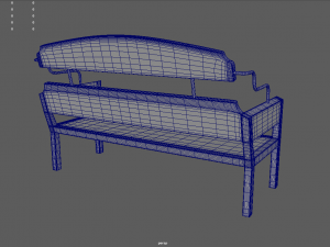 Low Poly White Wood Bench 3D 模型