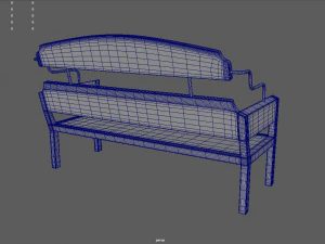 Low Poly White Wood Bench 3D Model
