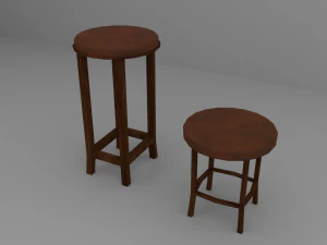 Old Vintage Bar Chairs 3D Model