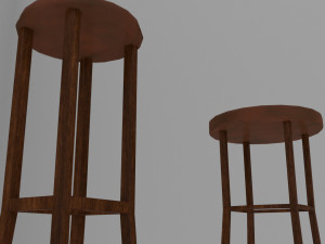 Old Vintage Bar Chairs 3D Model