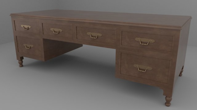Old Vintage Desk Model 3D .c4d .max .obj .3ds .fbx .stl .blend 