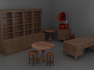 Old Vintage Furniture Pack 01 3D Model