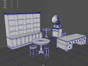Old Vintage Furniture Pack 01 3D Model