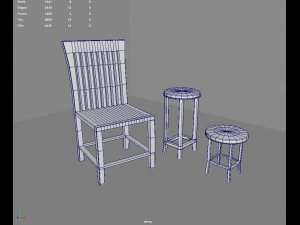 Old Vintage Furniture Pack 01 3D Model