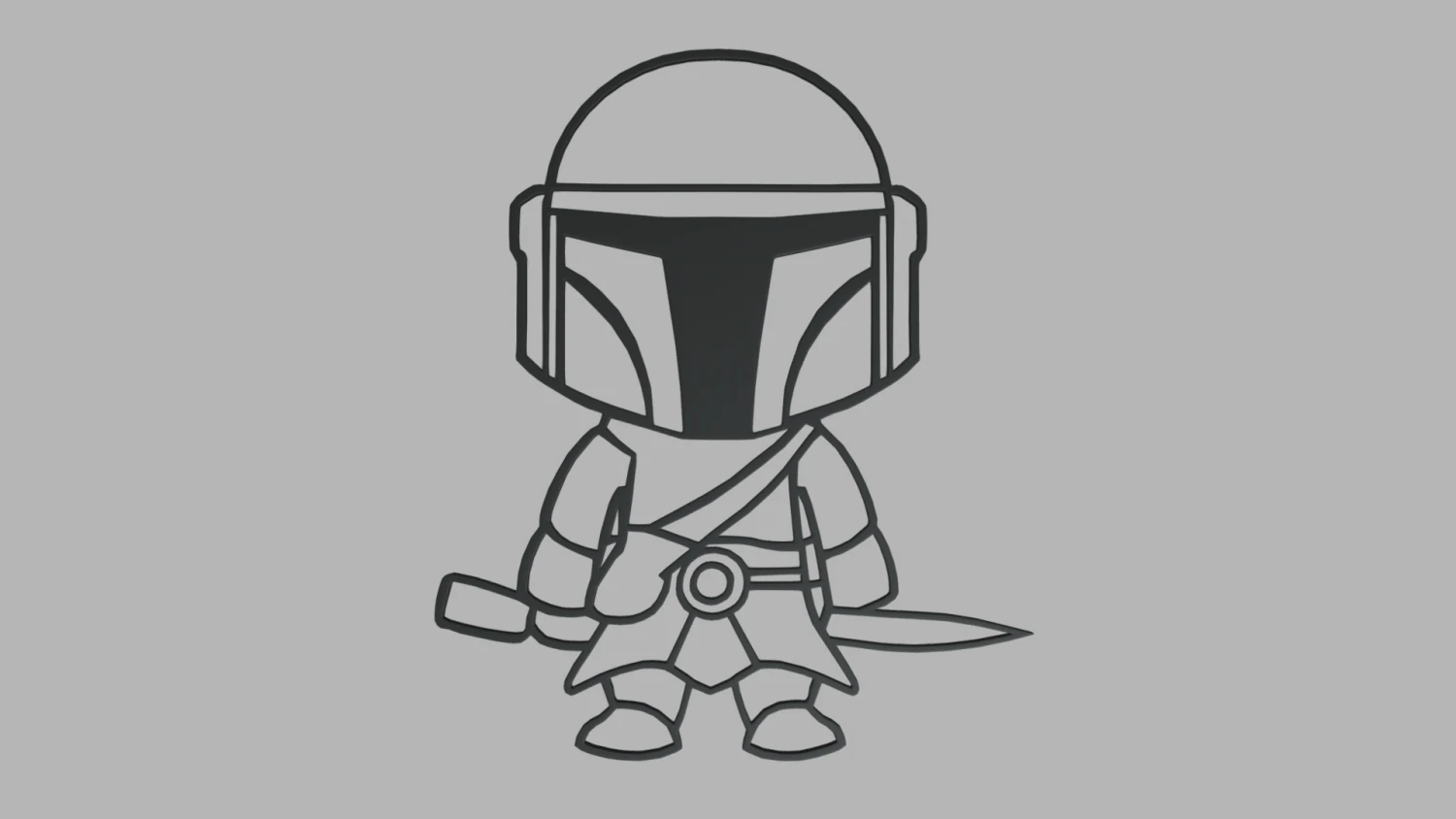 Mandalorian Wall Silhouette 01 3D Print Model .c4d .max .obj .3ds .fbx .stl .blend 