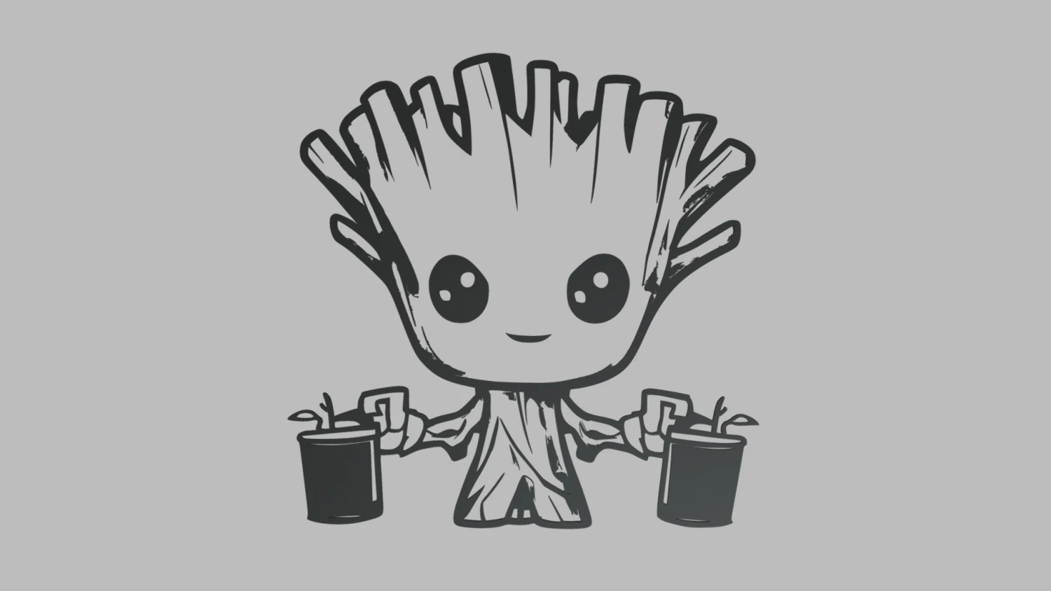 Groot 01 Wall Silhouette 3D Print Model .c4d .max .obj .3ds .fbx .stl .blend