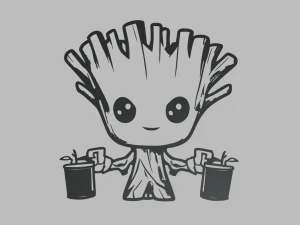 Groot 01 Duvar Sil&uuml;eti 3D Baskı Modeli