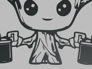 Groot 01 Wall Silhouette 3D Print Model