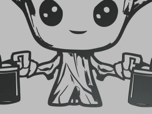 Groot 01 Wall Silhouette 3D Print Model