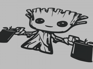 Groot 01 Wall Silhouette 3D Print Model