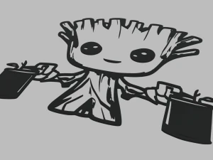 Groot 01 Wall Silhouette 3D Print Model